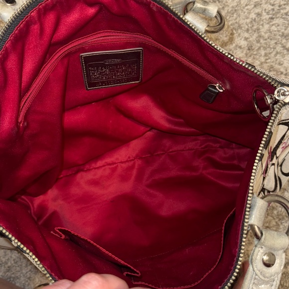 COACH Vintage Poppy Hearts Canvas CC Monogram Black and Gray Women's Large Bag - Picture 4 of 11